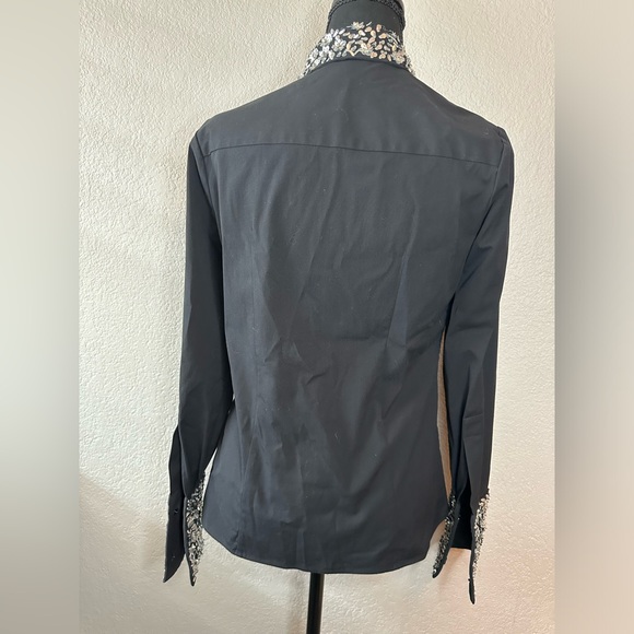 MICHAEL KORS EMBROIDERED FRENCH CUFF BLACK SHIRT - Picture 4 of 7